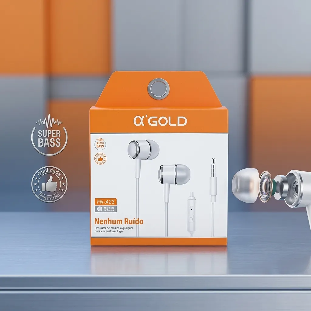 Fone de Ouvido A'Gold FN-A23 Com Microfone Som Premium 