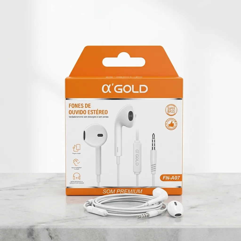 Fone de Ouvido In-ear Com Fio A-GOLD FN-A07  Microfone Entrada P2