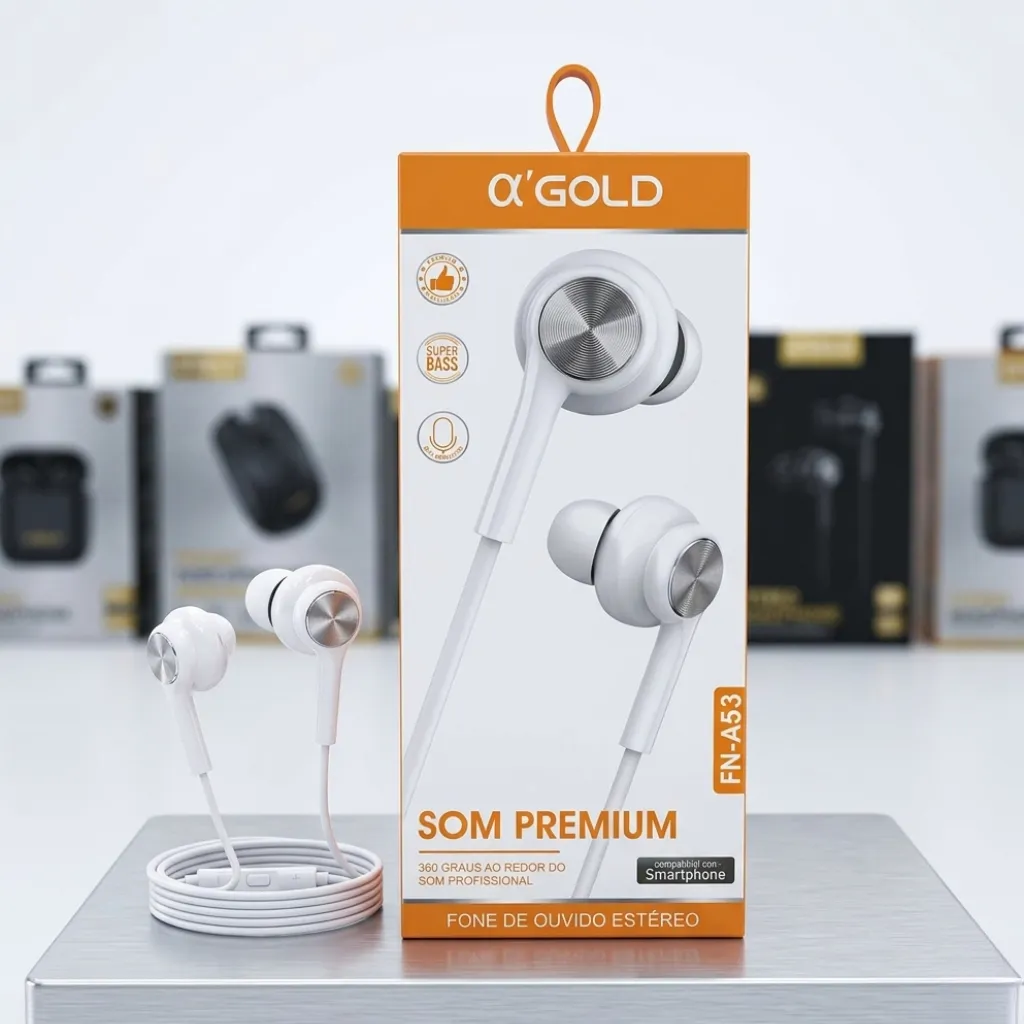 Fone de Ouvido A´Gold FN A53 Som Premium