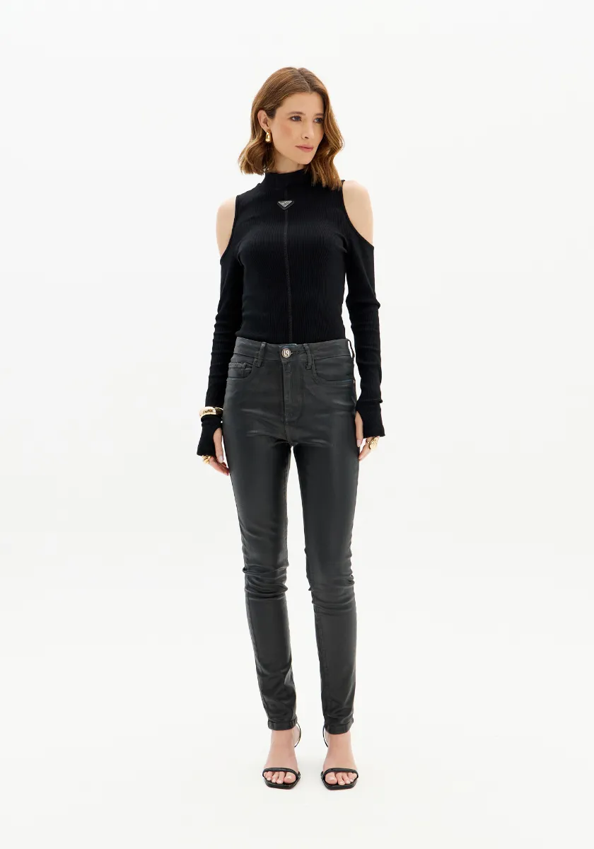 CALÇA JEANS HÉSTIA SKINNY RESINADA 