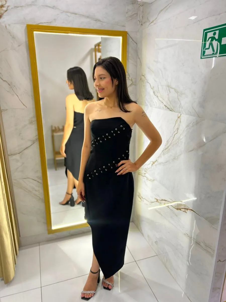 VESTIDO ASSIMÉTRICO PRETO