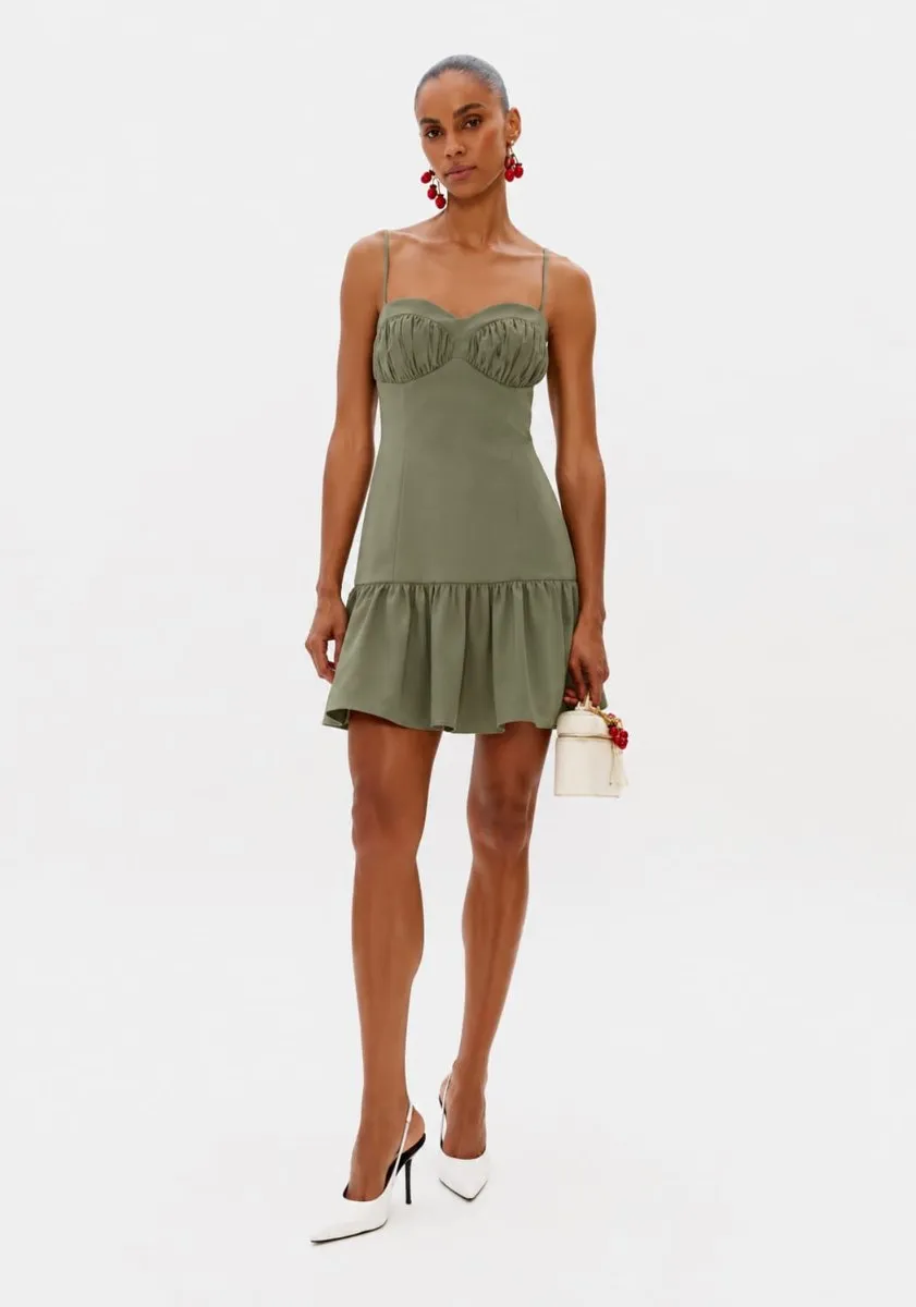 Vestido Curto De Alça Em Algodão Egípcio INTENSE OLIVE