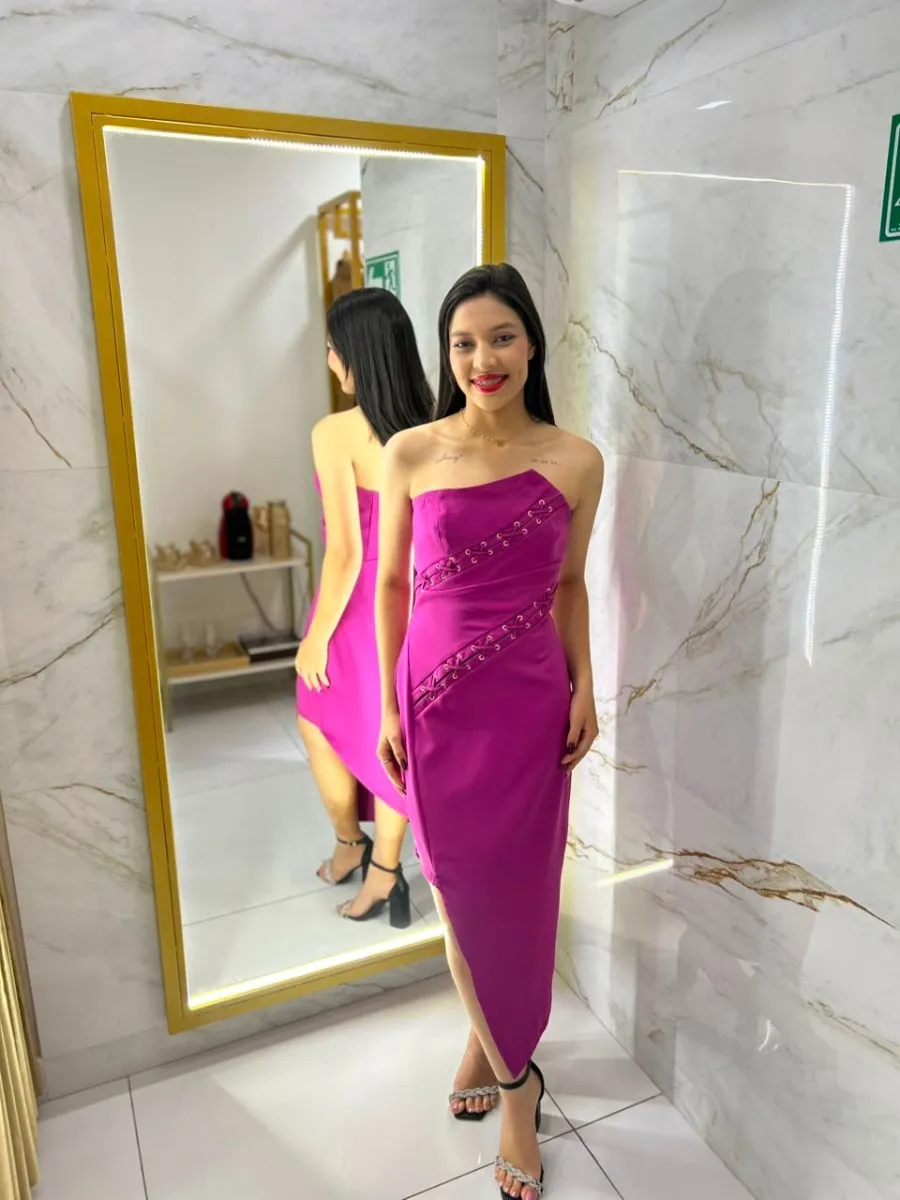VESTIDO ASSIMÉTRICO Rosa