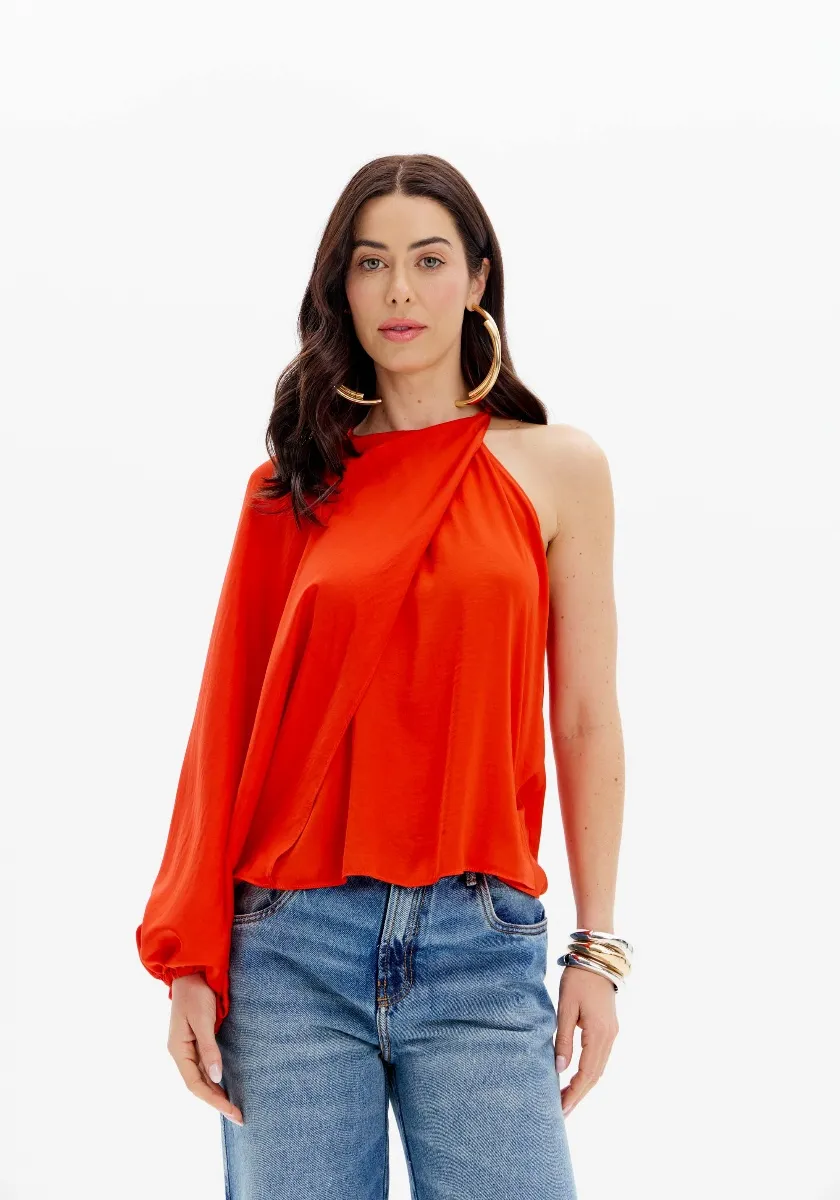 BLUSA MANGA LONGA ASSIMÉTRICA 