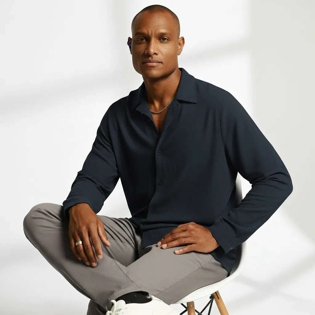 Camisa Social de Linho/Algodão